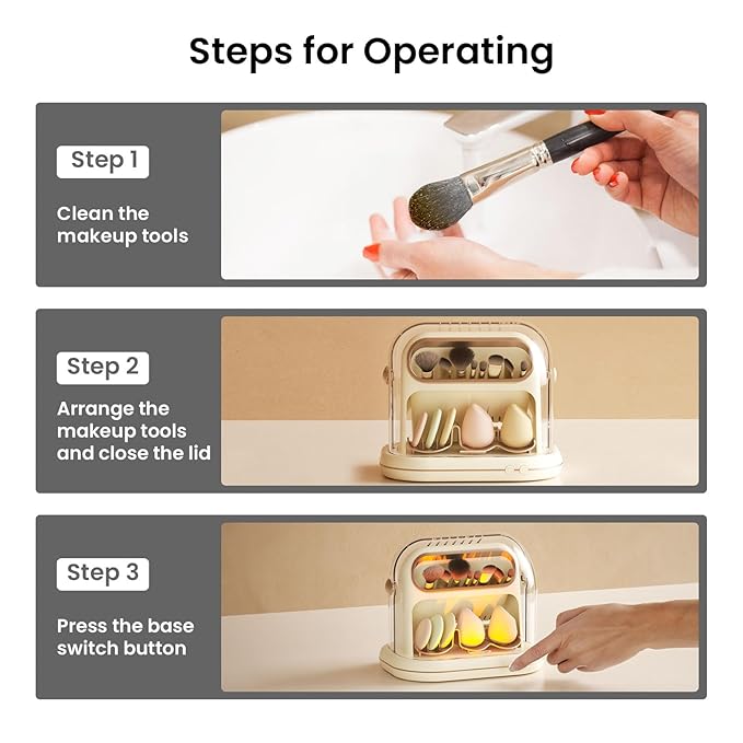 3-in-1 Makeup Brush Dryer, Timed Cleaner & Storage for Brushes and Sponges