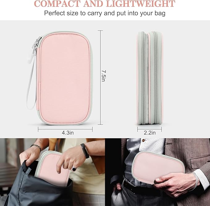 FYY Electronic Organizer, Travel Tech Pouch Bag, Cable Organizer Light Pink