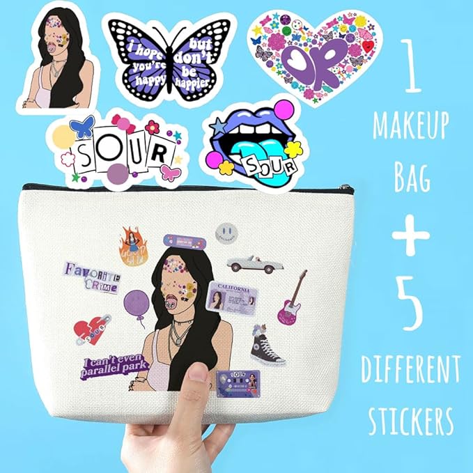 Fun Makeup Bag with 5 Stickers Sour-Album Music Lover