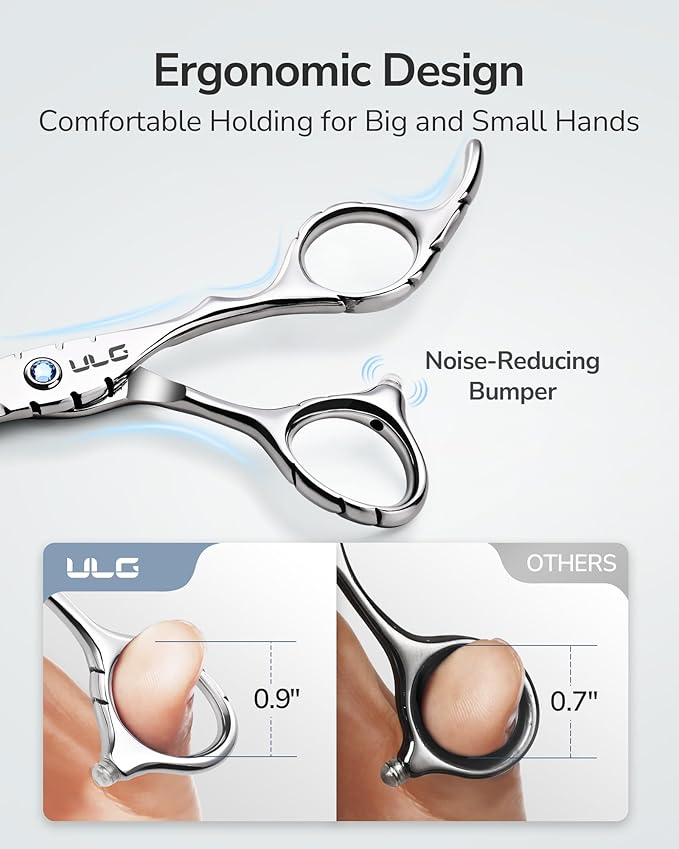 Hair Cutting Scissors, ULG Professional Hair Scissors 6.5” Shark Series Right-Hand Razor Edge Barber Shears Salon Hair Cutting Shears Made of Japanese Stainless Steel, Hand Sharpened Silver