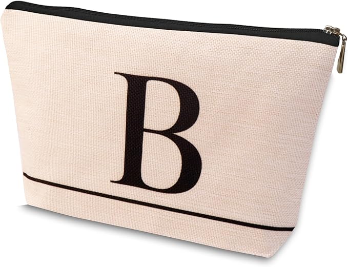 HDYHDY Letter A-Z Initial Personalized Makeup Bags, Birthday Gifts for Women, Monogrammed Gifts for Women Mom Sister Best Friend Bride Bridesmaid, Mothers Day, Christmas, Small Travel Cosmetic Bag (B)