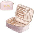 Dreamgem Personalized Name Makeup Bags - Monogrammed Gift for Women Girls Cosmetic Bag with Zipper Gift Ideal for Teen Girls Women Birthday Friend Mom (Pink)