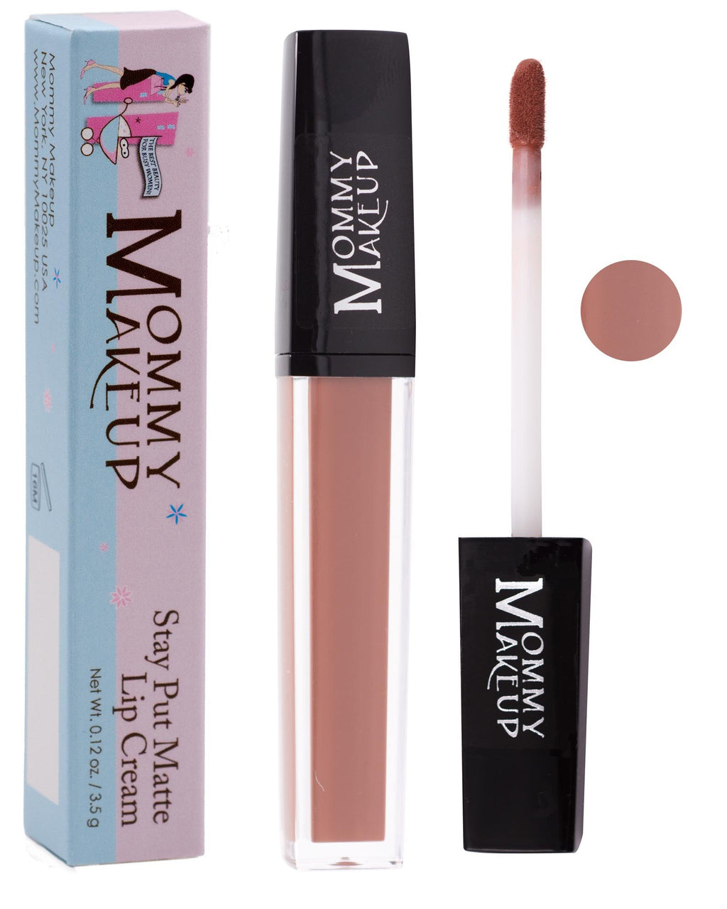 Mommy Makeup Stay Put Matte Lip Cream, Kiss-proof Lipstick (Roxie)