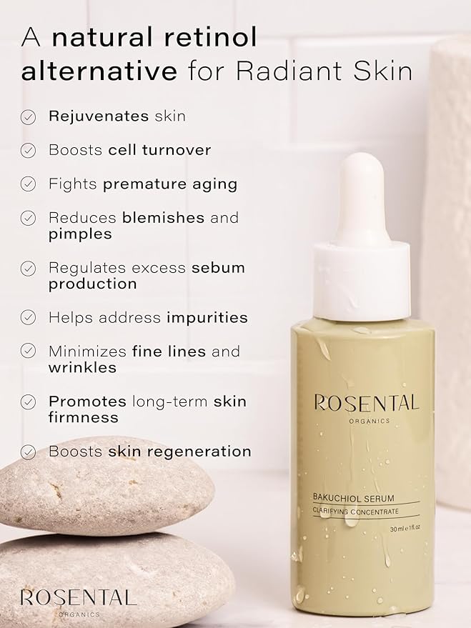 Rosental Organics Bakuchiol Serum (30ml) - Facial Care Against Blemishes & Acne - Slow-Aging Facial Serum - Clear Skin - Retinol Alternative - 100% Vegan & Natural Cosmetics - Made in Austria