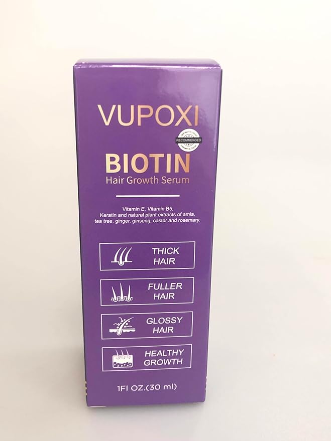 Biotin Hair Growth Serum - Topical Biotin Hair Serum for Hair Growth Infused with Peptides, Keratin, Caffeine, and Vitamins, All Hair Types 1 Fl Oz
