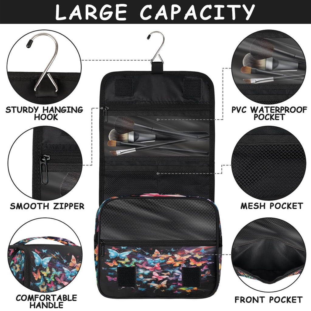 Butterfly Travel Toiletry Bag Women Men Hanging Cosmetic Organizer Portable