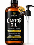 Pure Cold Pressed Castor Oil, Hexane Free Glass Bottle Unrefined, 16 fl oz
