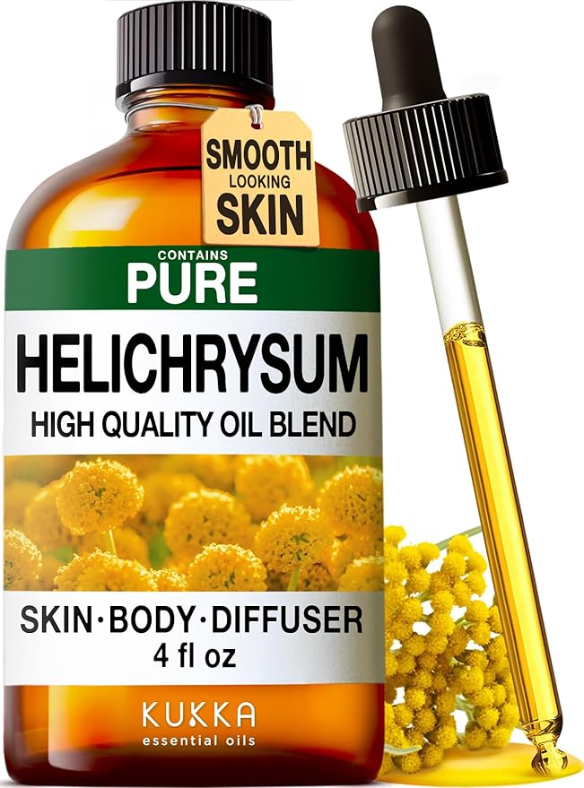 100% Pure Helichrysum Oil - 4 Fl Oz Helichrysum Essential Oil for Hair, Skin, Diffuser, Aromatherapy & DIY Soap Making Scent