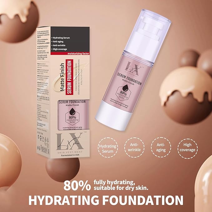 Moisturizing Foundation with 1% Hyaluronic acid, Deep Hydration & High Coverage Serum Foundation for A Smooth & Satin Finish, 301 Medium