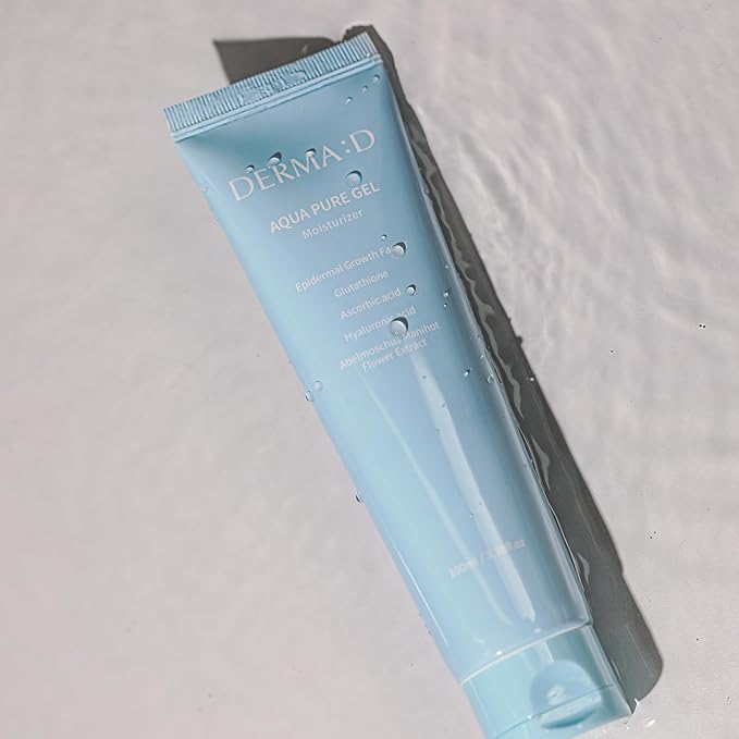 DERMA:D Korean Gel Moisturizer for Face – Lightweight Water Gel Cream with Hyaluronic Acid, EGF & Glutathione, Oil-Free Hydrating Moisturizer for Oily, Dry & Sensitive Skin, Non-Greasy, 3.38 fl oz