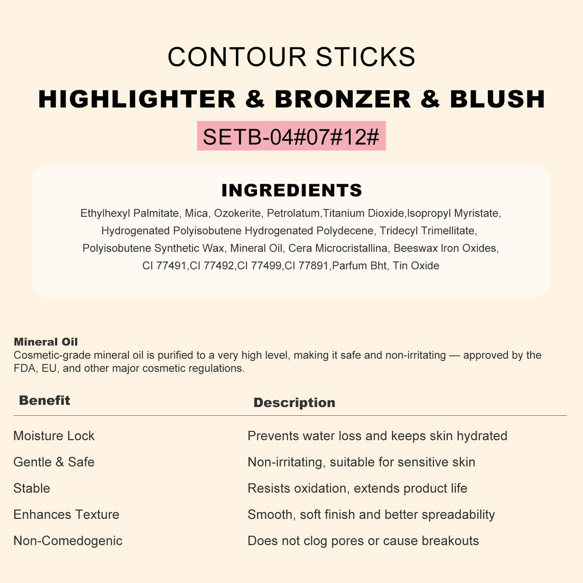 3Pcs Cream Contour Sticks, Shades with Highlighter & Blush & Bronzer Stick, Makeup Contour Stick Set for Sculpt the Cheeks Long Lasting Dewy & Matte Finish Lightweight LIGHT MEDIUM (SET-C)
