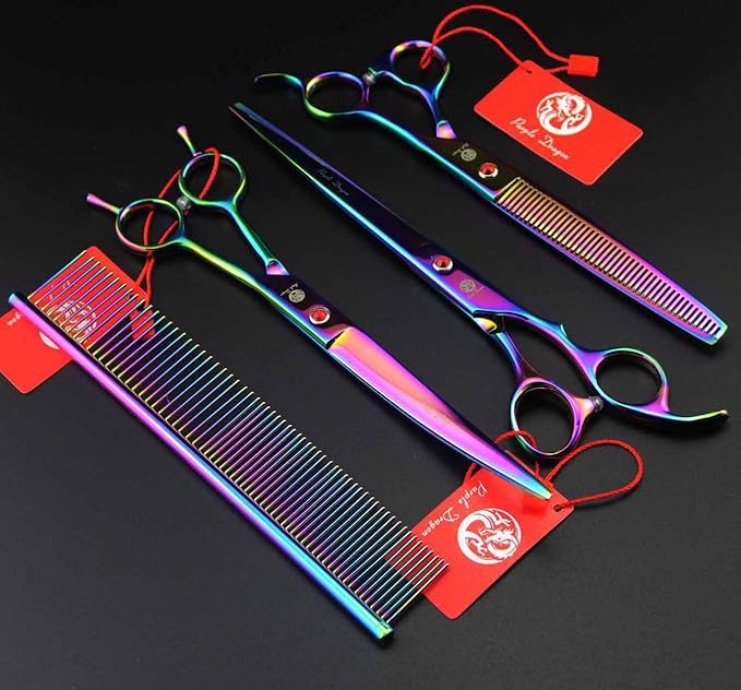Purple Dragon 8 inch 3 in 1 Professional Pet Grooming Thinning(Rainbow)