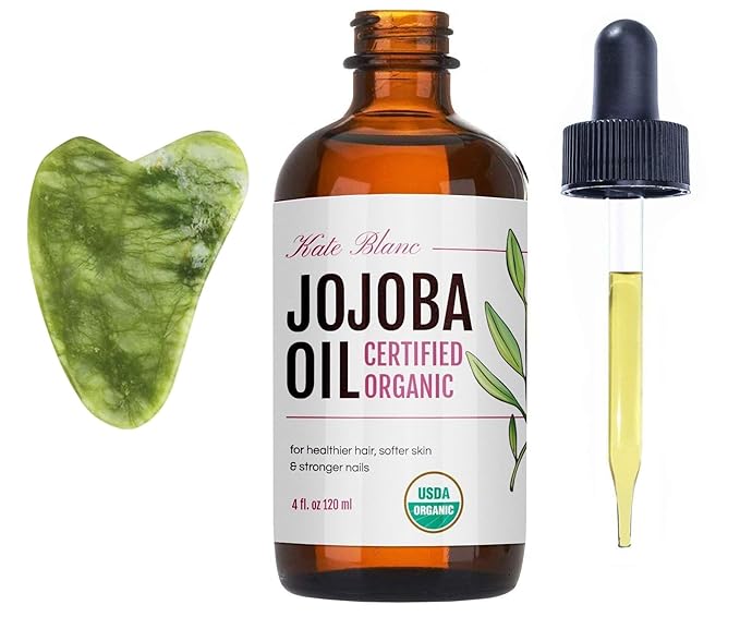 Kate Blanc Cosmetics Jojoba Oil for Hair & Skin, Gua Sha Stone Kit, 4oz