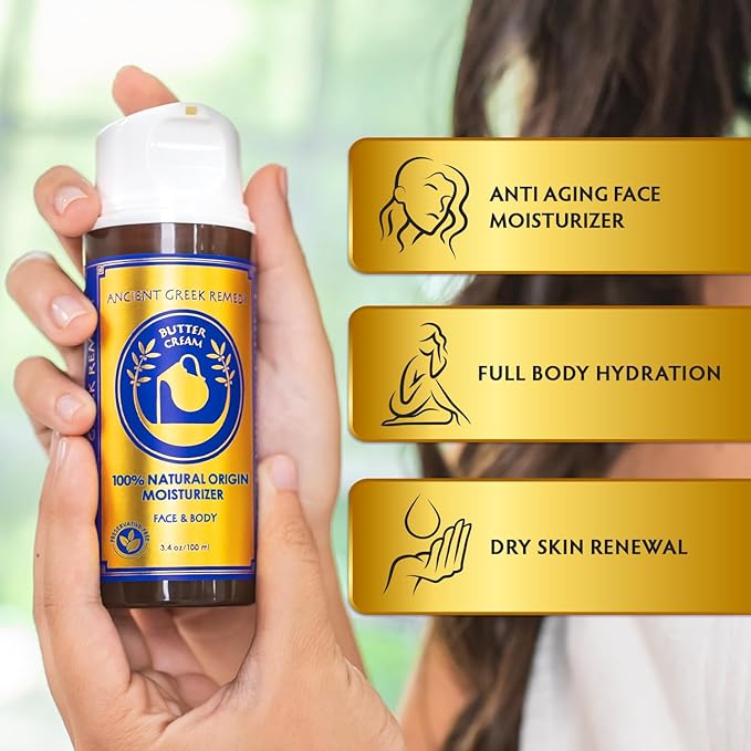 Organic Face Moisturizer for Dry Skin, Hydrating Facial & Body Butter Cream