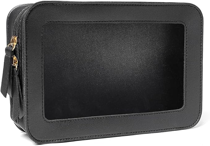 Clear Makeup Bag Organizer, TSA Approved Portable Travel Toiletry Bag Clear Cosmetic Bag Case Small Make Up Bag Mini Makeup Pouch for Purse Transparent Car Essentials for Women Men