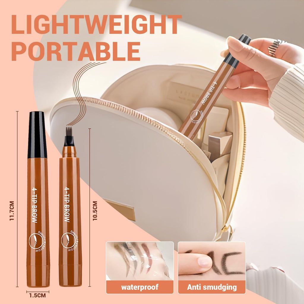 Microblading Eyebrow Pencils for Women,2026 Upgraded 3D Waterproof Eyebrow Pen,Long Lasting 4-Tip Brow Pencil, Eye Brow Pen for Natural Brows (Red Brown)