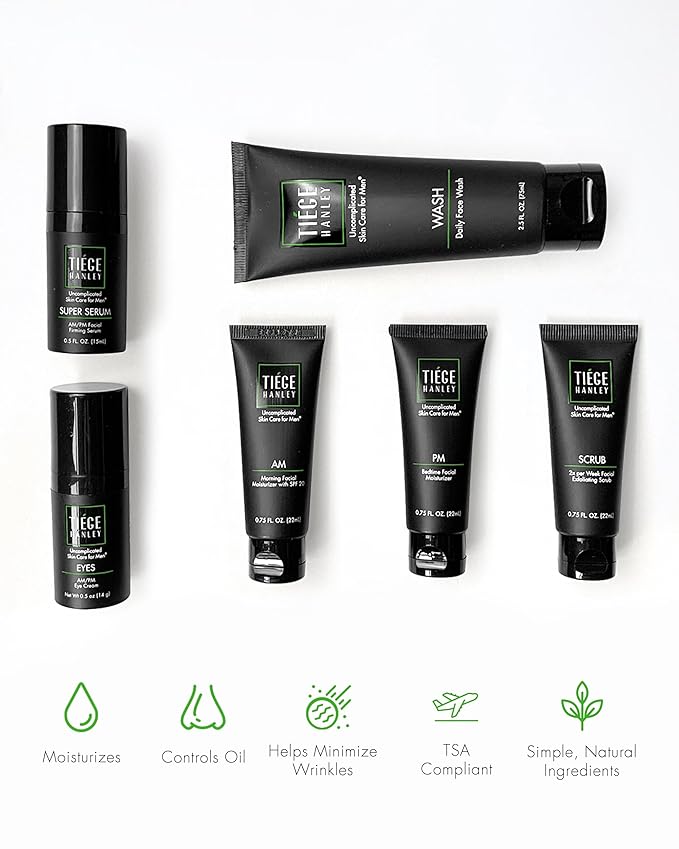 Tiege Hanley Anti-Aging Men's Skin Care Set, 30-Day, 6 Piece Kit