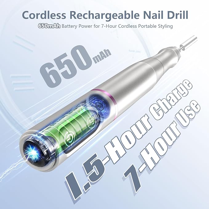 TUOBEO Cordless Nail Drill, Rechargeable Electric Nail File, 11 Bits