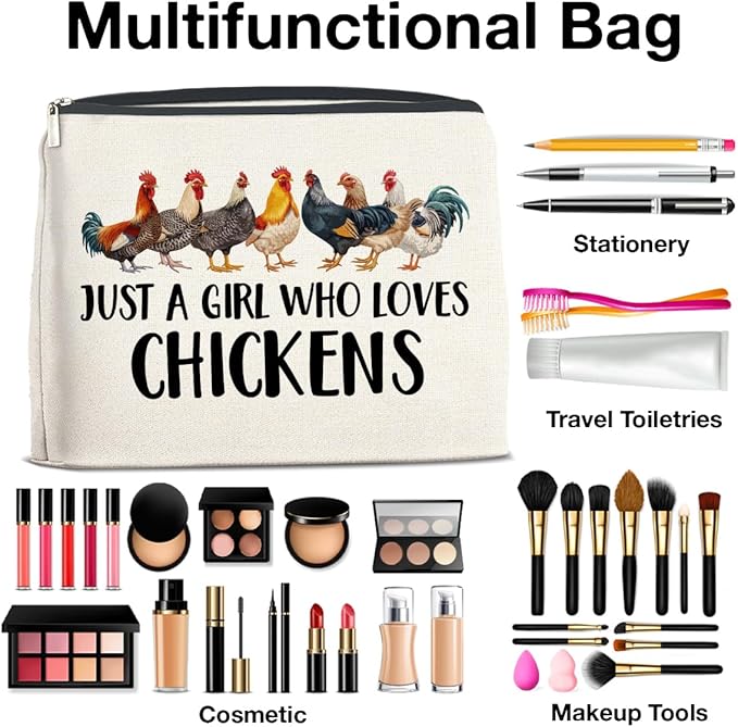 UPNEGE Chickens Gifts Makeup Bag Funny Chickens Gifts for Girl Women Cosmetic Bag Zipper Makeup Pouch Gift