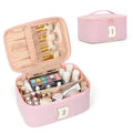 OCHEAL Makeup Bag for Women, Monogram Cosmetic Bag Pink Travel Makeup Case Beauty Toiletry Bag Organizer Personalized Gifts for Girls Bridesmaid, Sister, Wife, Friends Initial D
