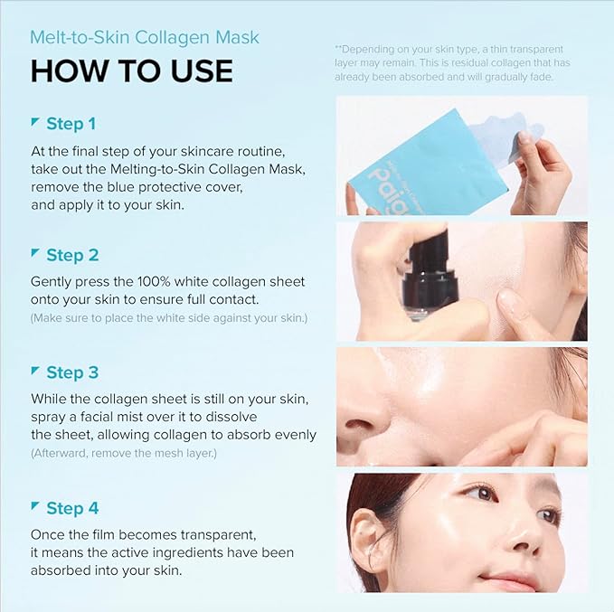 PAIGED Melt to Skin Collagen Mask, – Wrinkle Patches for Forehead, Eyes & Smile Lines - Frown Lines, Eleven-Lines Repair Patches, Invisible Face Wrinkles Smoothers - Korean Skin Care, 4EA