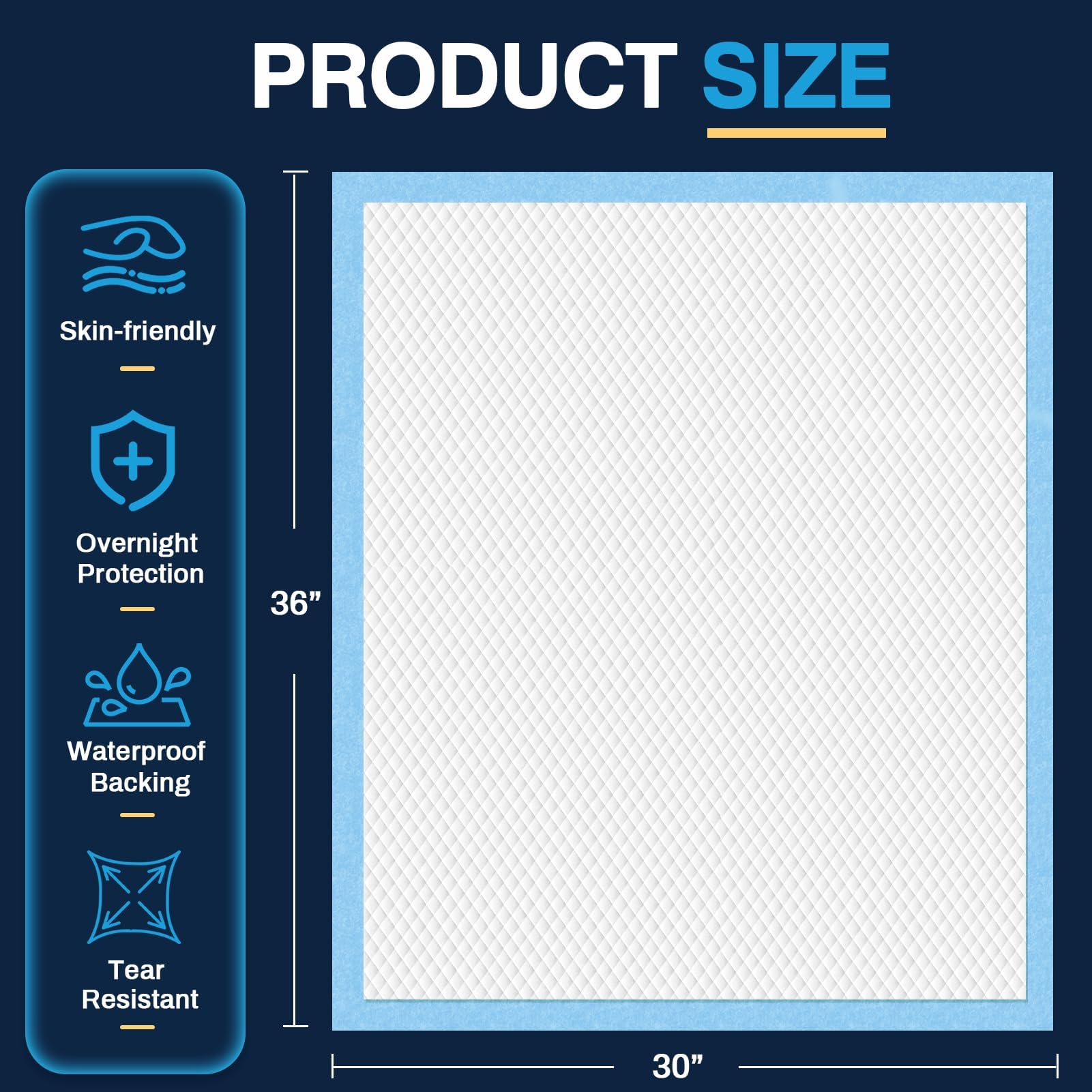 AAY Disposable Bed Pads 30"X36" 50pcs, Tear-Resistant Underpads