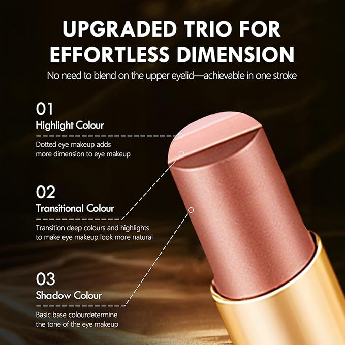 ZAIDOC 3 Color Eyeshadow Stick, Long Lasting & Waterproof Creamy Eye Shadow, with Vitamin E Makeup for Day & Night Look, 0.12 Oz (Glittering rose)