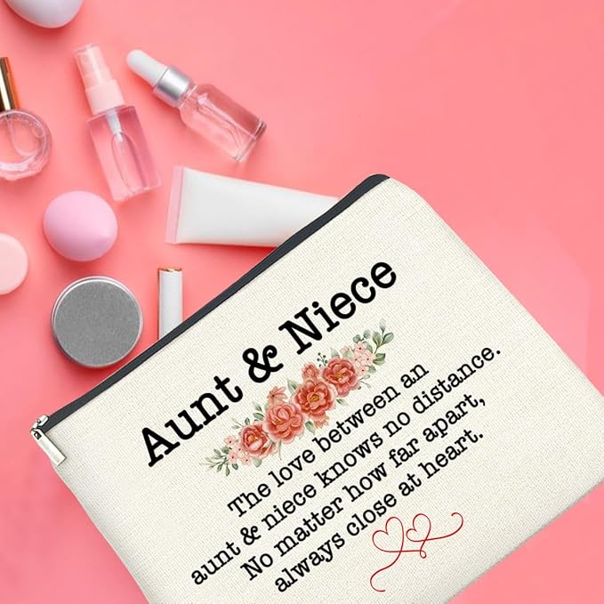 UPNEGE Aunt and Niece Gifts Makeup Bag Christmas Birthday Gifts for Aunt Niece Cosmetic Bag Zipper Makeup Pouch