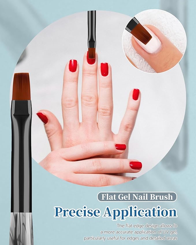 AMilHiTon 3PCS Nail Polish Clean Up Brush, Round/Flat/Angled, Ink Black