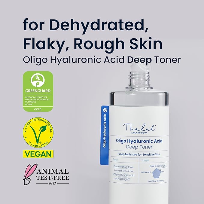 THE LAB by BLANC DOUX Oligo Hyaluronic Acid Deep Toner – Hydrating Toner for Sensitive Skin, pH Balance, Korean Skin Care, Alcohol-Free, Vegan Formula (6.76 Fl Oz)