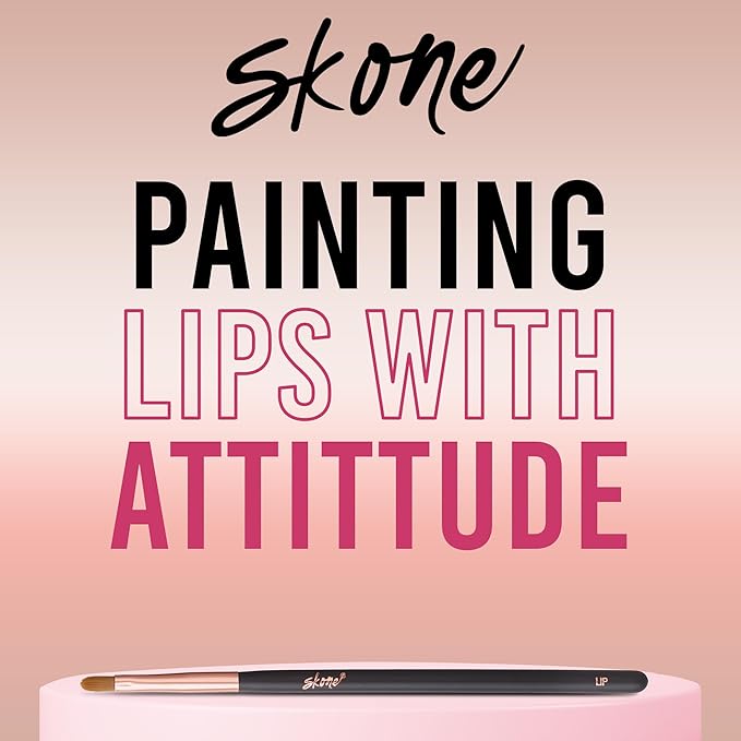 Skone Cosmetics Lip Brush - Luxe Premium Rose Gold and Synthetic Lip Makeup Brush - Professional Grade Nylon Lip Brush for Lipstick and Lip Glosses - Lipstick Brush Makeup Tool - Lipstick Brush Applicator - Cruelty Free Makeup Brushes