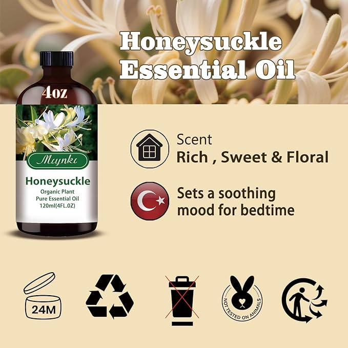 MLYNKL Honeysuckle Essential Oil,for Diffuser,4oz+Roll-On 0.33oz