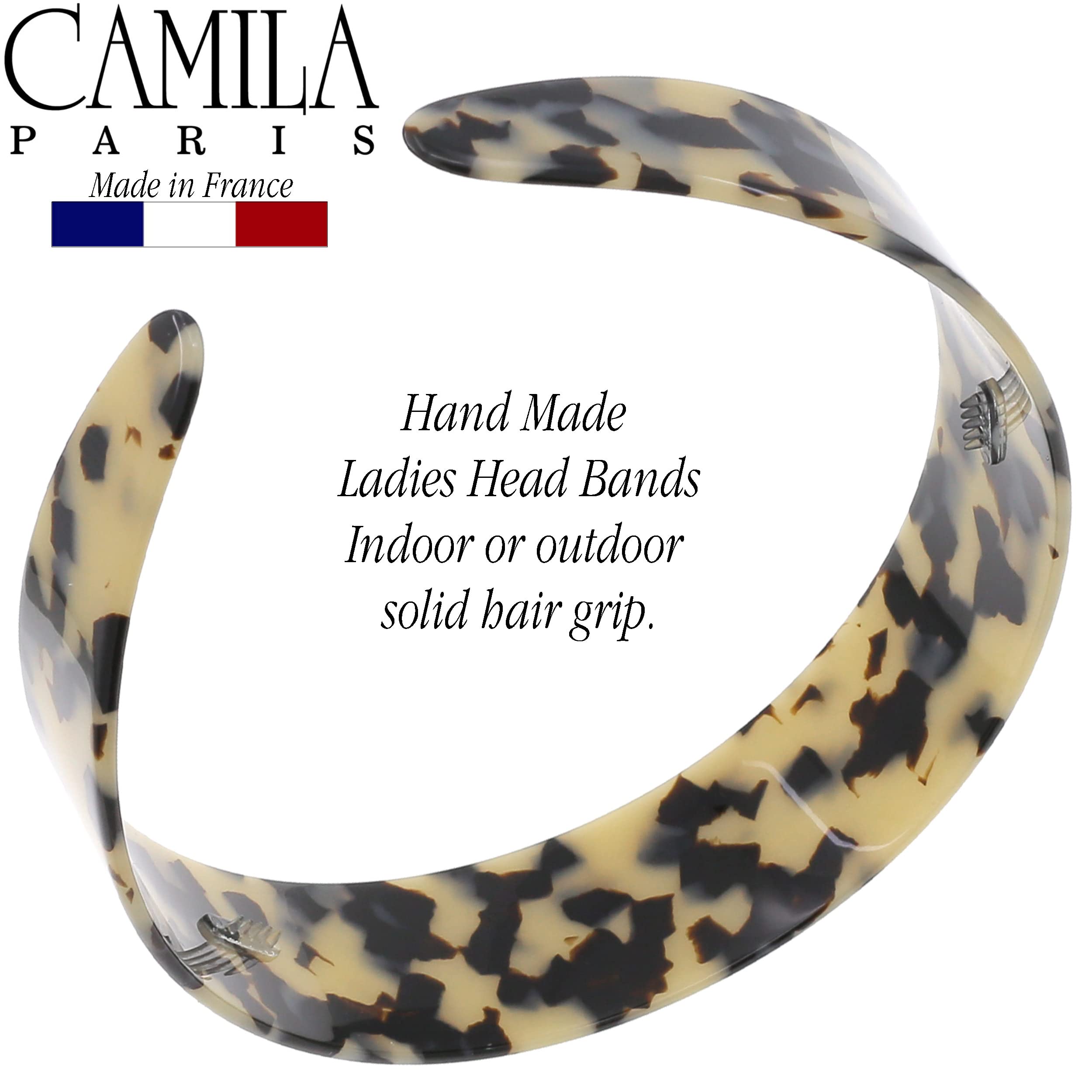 Camila Paris CP3882 French Headband for Women, Handmade White Tokyo, Strong Hold Grip Women's Hair Band, Ligth and Very Flexible, No Slip Durable Styling Girls Hair Accessories, Made in France