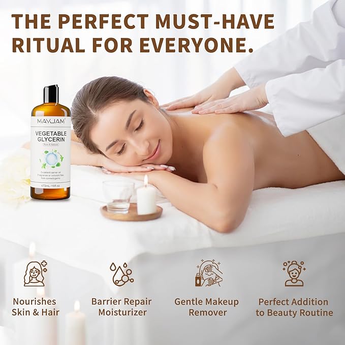 MAYJAM 100% Natural & Pure Vegetable Glycerine for Skin Care, 16 Fl oz