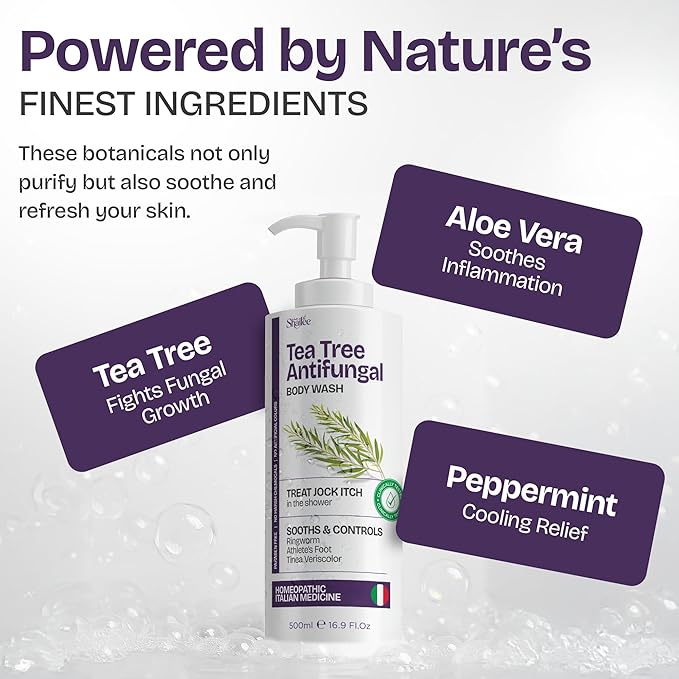 Shailee Antifungal Body Wash with Tea Tree Oil | Eczema Body Wash Treats Ringworm, Back Acne & Jock Itch | Antifungal Soap For Men And Women with 1% Tolnaftate (16.9 Fl Oz Pack of 1)