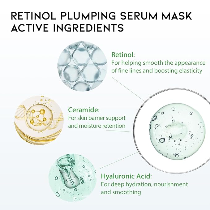 #OOTD Sheet Mask Kit with Collagen,Cica,Ceramide,Vitamin C,Retinol(5-Pack)