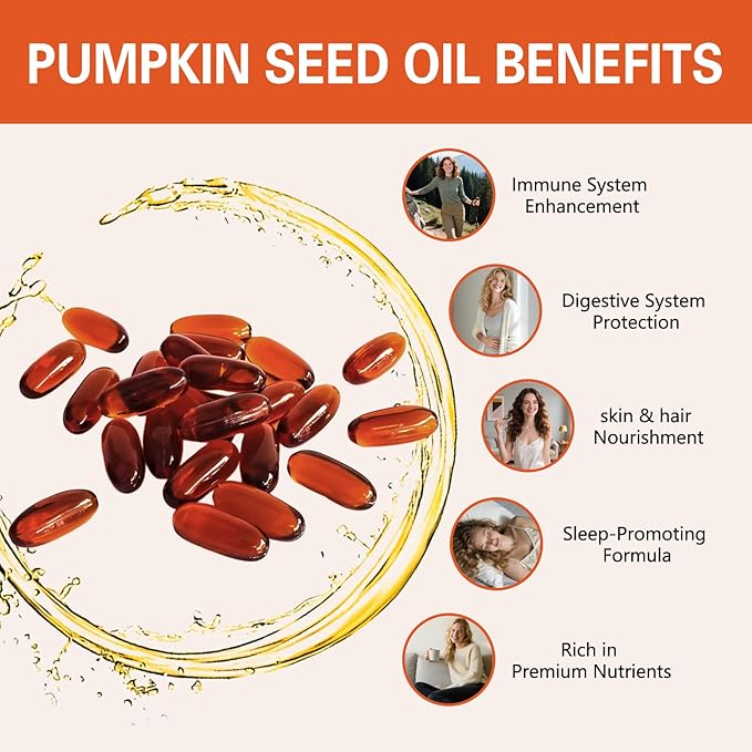 Pumpkin Seed Oil with Saw Palmetto, 3000mg Per Serving, 300 Softgels | Cold Pressed, Pure Virgin Oil, Essential Fatty Acids & Phytosterols