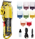 Tuanchuanrp Professional Hair Clippers for Men, Cordless Barber kit for Hair Cutting & Grooming, Hair Clippers Set for Barber Haircut with LED Display 8 Fade Taper Combs(Yellow)