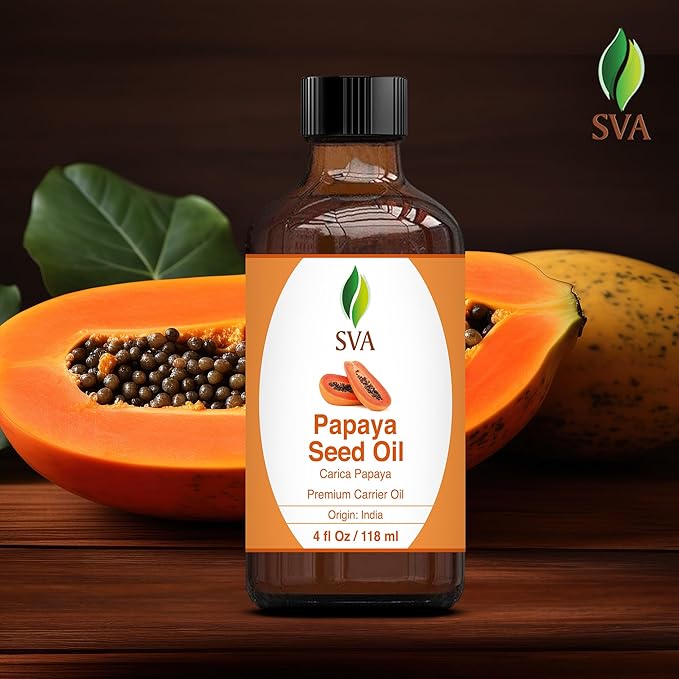 SVA Papaya Seed Carrier Oil, Glass Bottle with Dropper, 4 Fl Oz (118 ml)