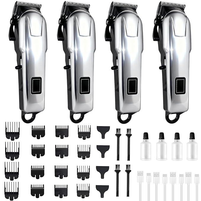 4 Pack Hair Clippers for Men Cordless Clippers for Hair Cutting Rechargeable Beard Hair Trimmer LED Display