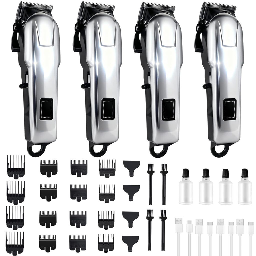 4 Pack Hair Clippers for Men Cordless Clippers for Hair Cutting Rechargeable Beard Hair Trimmer LED Display