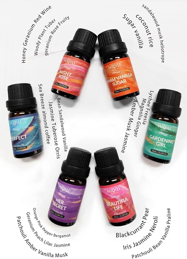 HIQILI Women Fragrance Oil Trial Set, Essential Oils for DIY
