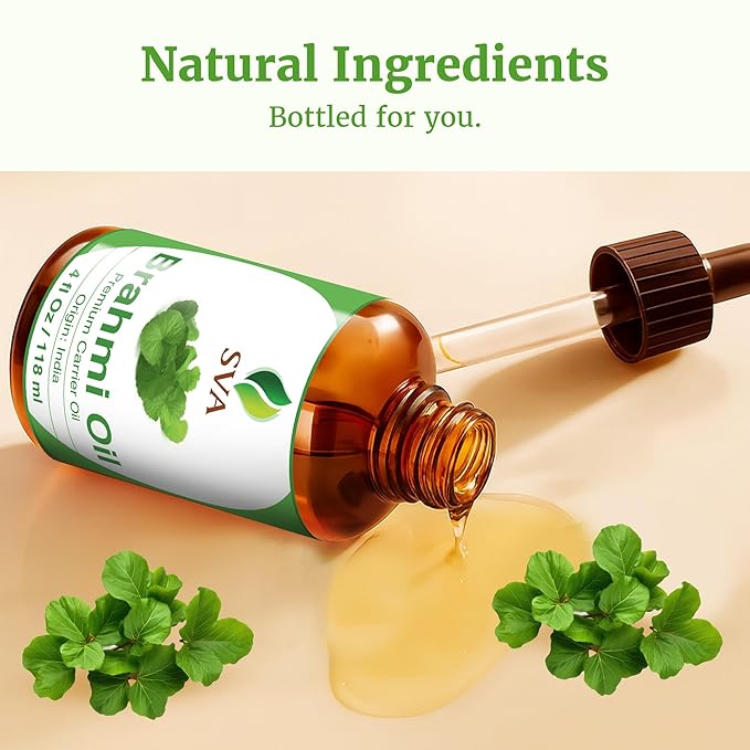 SVA Brahmi Oil - 4 Fl Oz - for Face, Skin Care, Hair Care, Scalp Massage & Body Massage – Carrier Oil with Dropper