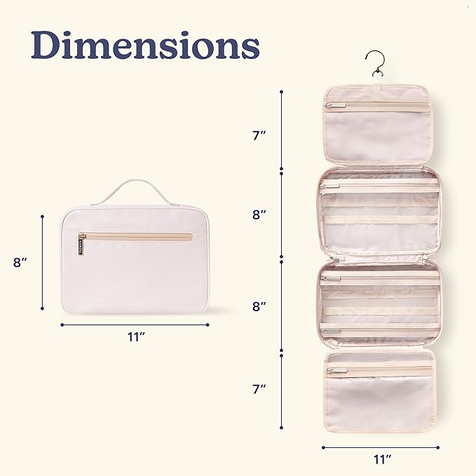 VANDEL Waterproof Hanging Toiletry Bag [TSA-Approved] Hanging Makeup Organizer Bag, Cosmetic Travel Bags for Women, Makeup Case Toiletries Organizer Hygiene Bathroom Shower Caddy - Sand