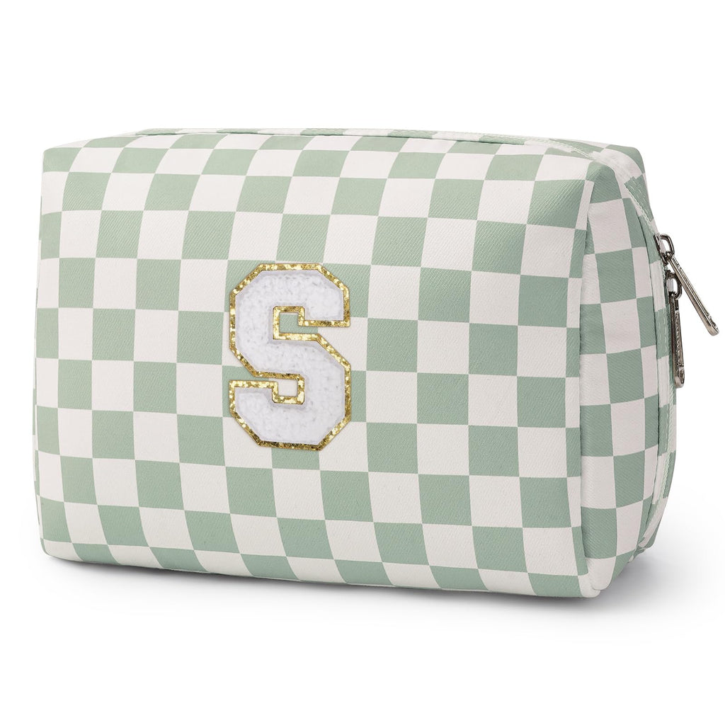 Narwey Initial Makeup Bag, Graduation Gifts for Teen Girls kids Tween, Trendy Stuff 6-18 Years Old, Personalized Monagram Travel Cosmetic Bag, Birthday Teacher Bridesmaid Mom Gifts for Women (S)