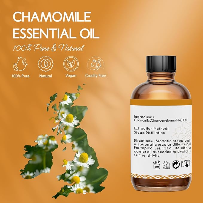 LOTUSJOY Chamomile Essential Oil for Skin Body Hair Diffuser, 4 Oz