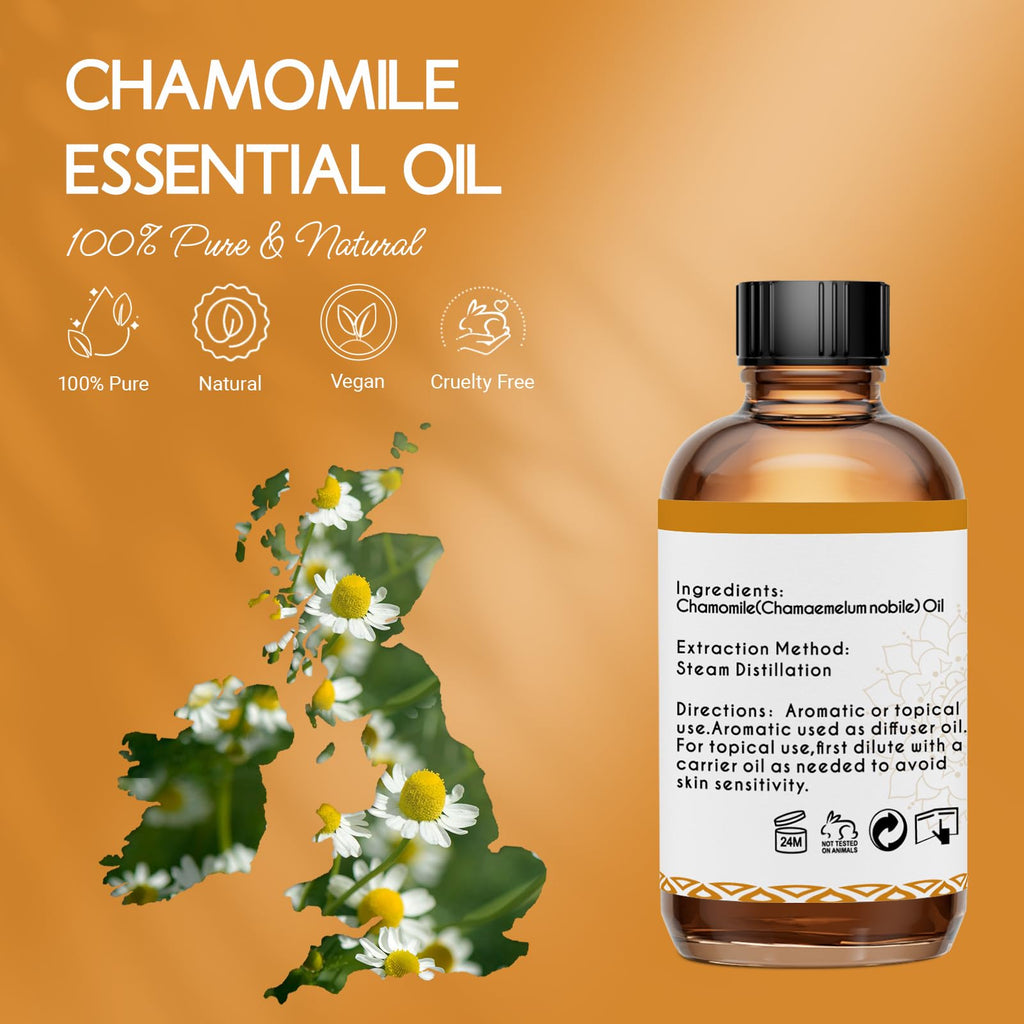 LOTUSJOY Chamomile Essential Oil for Skin Body Hair Diffuser, 4 Oz