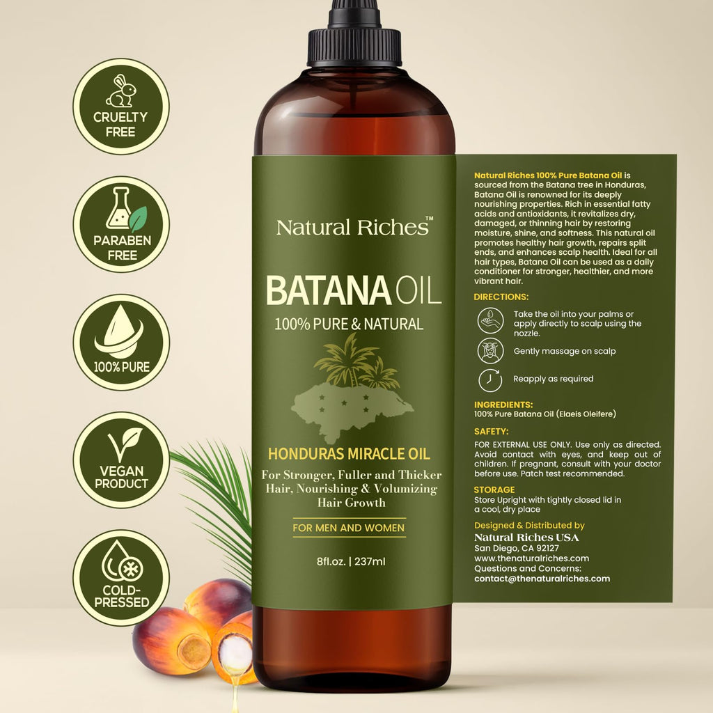 Batana Oil for Hair Growth 8 Fl Oz - Cold Pressed
