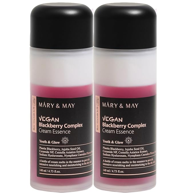 Mary&May Blackberry Dual-Phase Milky Cream Essence Duo, 9.46 oz