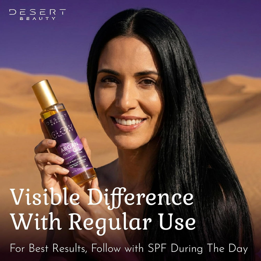Desert Beauty Argan Oil, 4 oz, Hair Oil Treatment for Dry Damaged Hair, Leave-in Conditioner, Hydrating, Strengthens, Natural, Cruelty Free